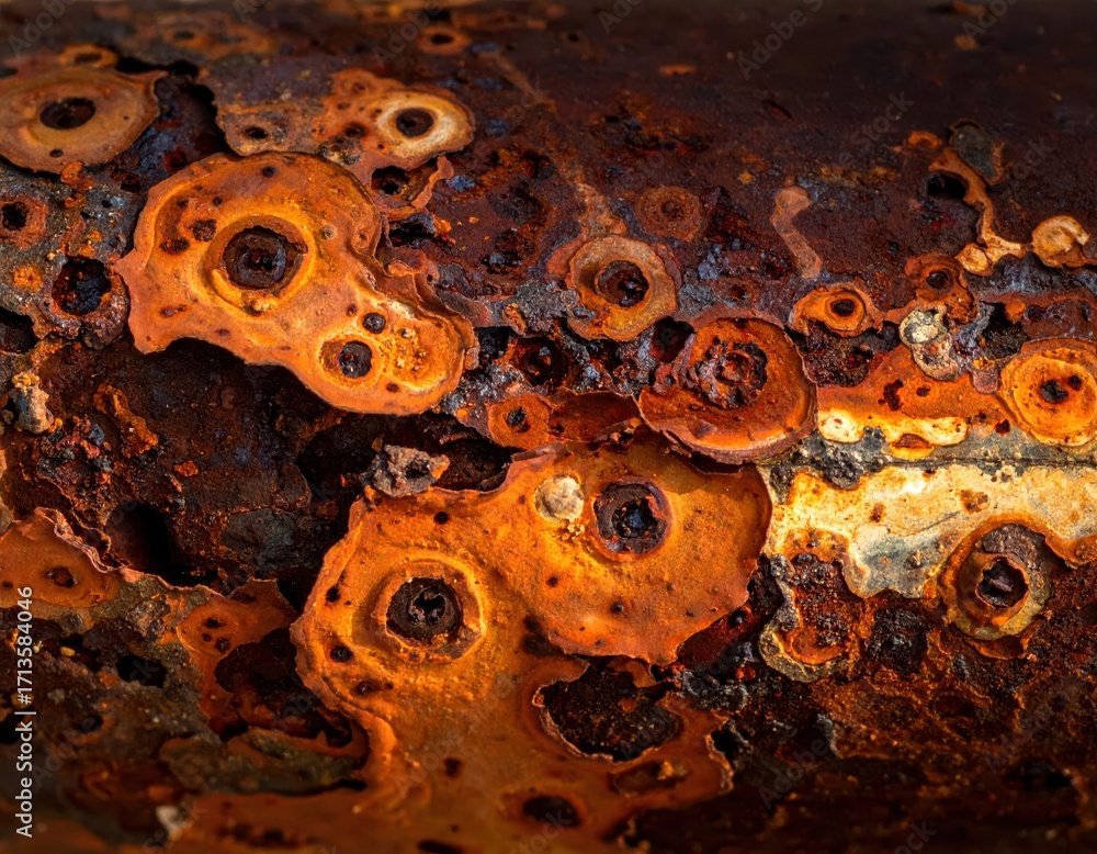 Aufkleber abstract close-up of rusty metal surface with textured color patterns