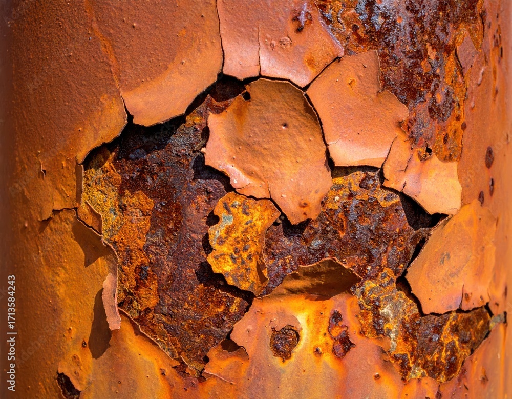 Aufkleber rusty metal surface with unique patterns and textures in close-up