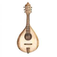 Naklejka premium Artistic watercolor illustration of a traditional wooden mandolin.