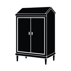 Minimalist black cabinet silhouette on white background