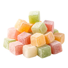 Large Pile of Colorful Cubed Turkish Delight Candies with Powdered Sugar lokum candy