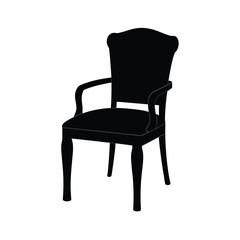 Minimalist black chair silhouette on white background