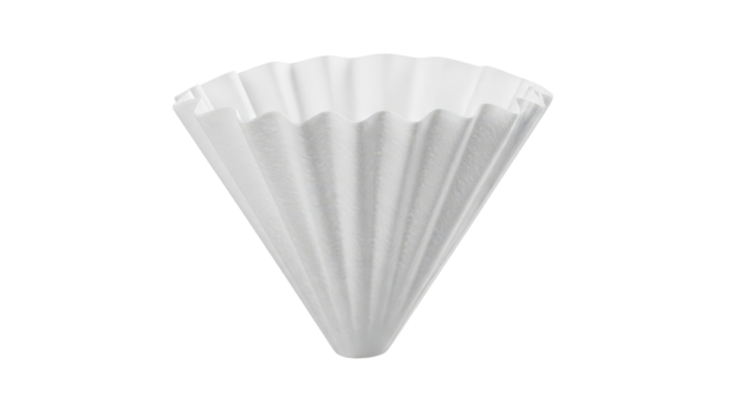 White paper coffee filter isolated PNG with Transparent Background