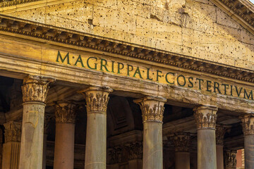 Twilight at the Pantheon, a 2nd century Italian temple in Rome