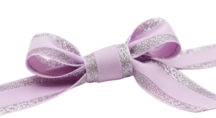 Elegant Lavender Purple Ribbon Bow with Silver Glitter Edges isolated PNG with Transparent Background