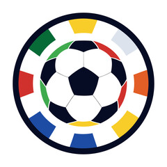  Soccer Ball with Ring of International Flags Vector Illustration