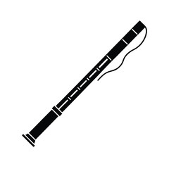 Minimalist black flute silhouette on white background