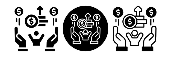 Earn Money Icon Glyph & Mixed Style Collection Set