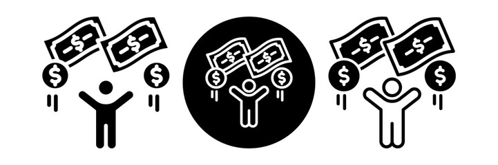 Financial Freedom Icon Glyph & Mixed Style Collection Set