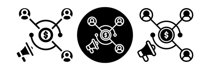 Affiliate Marketing Icon Glyph & Mixed Style Collection Set