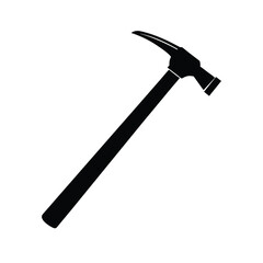 Black hammer silhouette on white background for construction or repair