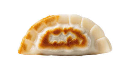 Single fried dumpling for lunch isolated PNG with Transparent Background
