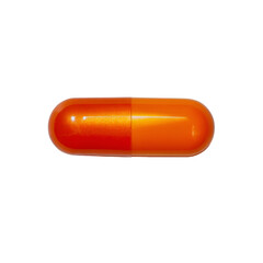 Industrial action orange capsule on gray background product photography minimalist environment close-up view