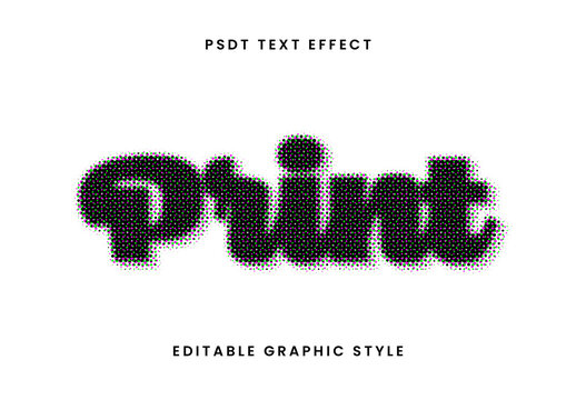 Black Halftone Print Script Retro Text Effect Dotted Grunge Font