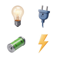 Collection of electrical energy symbols and components
