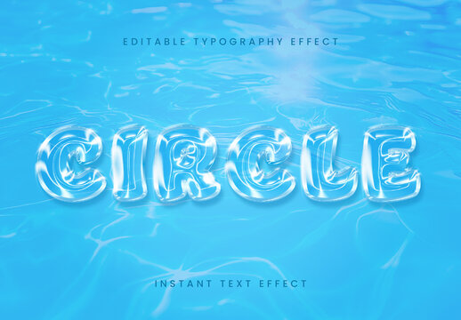 Blue And Transparent Photorealistic Water Ripple Text Effect Balloon Glossy Liquid Font