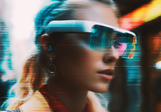 Colorful Distorted Signal VHS Glitch Photo Effect