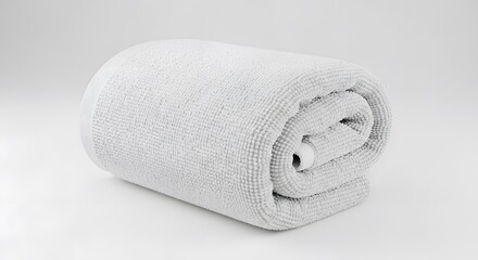 Soft Folded Towel Isolated on White Background Representing Cleanliness and Bathroom Concept
