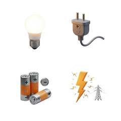 Collection of electrical components and power symbols