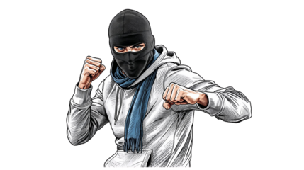 A illustration of Ultras football supporter wear black balaclava