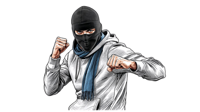 A illustration of Ultras football supporter wear black balaclava