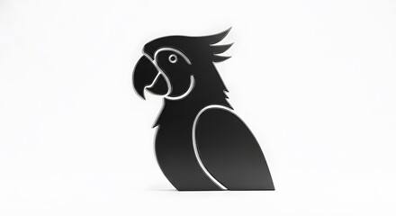 Stylized Parrot Bird Icon in Black Silhouette Style Representing Wildlife and Exotic Animals
