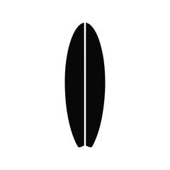 Sleek black surfboard outline on a white background