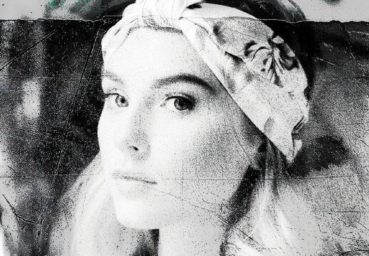 White And Black Distressed Photocopy Scan Photo Effect