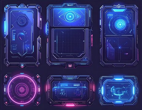 Futuristic digital interface collection