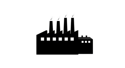 Factory silhouette isolated on white background. Industrial production and manufacturing concept.
