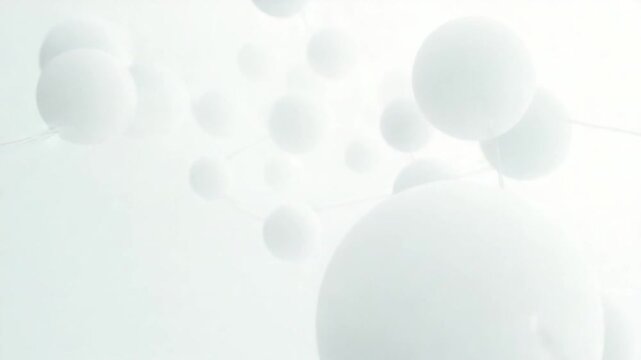 Abstract clean white technology motion background. A mesh of white spheres gently moving towards the camera. Full HD and a seamless loop.