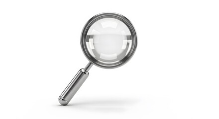 Magnifying glass isolated on white background. Optical tool for inspection, research, and analysis.
