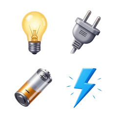 Collection of electrical energy symbols and devices