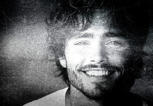Black And White Photocopy Texture Overlay Photo Effect High Contrast Portrait