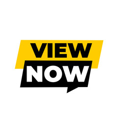 VIEW NOW png, visual content tag, media access label, transparent creative icon, digital layout design, observation concept art
