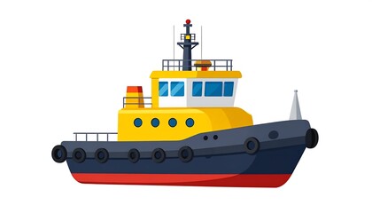 Yellow Tugboat Illustration.