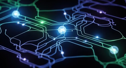 Fototapeta premium Abstract Blue and Green Digital Network Connection Background