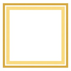 A golden-yellow square frame consists of two nested squares on a solid white background, creating a minimalist aesthetic
