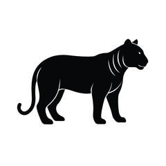 Minimalist black tiger silhouette on white background