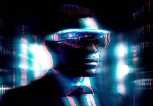 Cyan And Red Techno Futuristic Cyberpunk Photo Effect