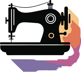 sewing machine silhouette vector, retro sewing machine icon