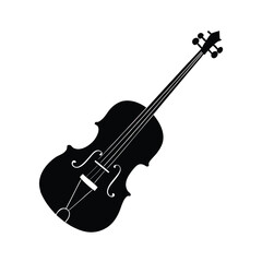 Obraz premium Black violin silhouette on white background minimalist design