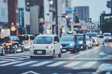 夕暮れの道路風景