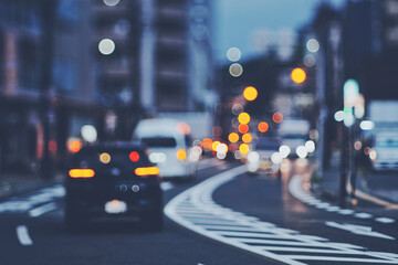 夕暮れの道路ぼかし風景