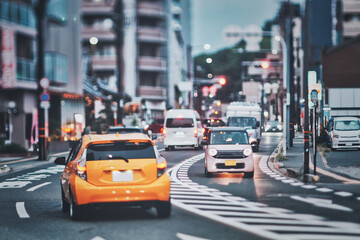 夕暮れの道路風景