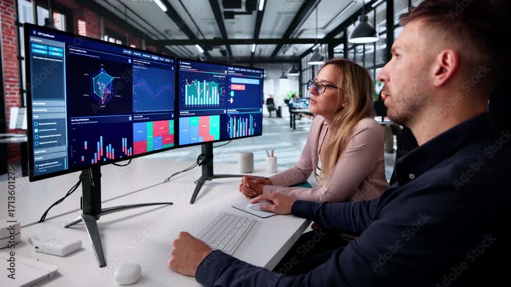 Poster performance analytics dashboard tech on pc screen