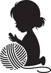 Stylized Ball of Yarn and Crochet Hook, Icon