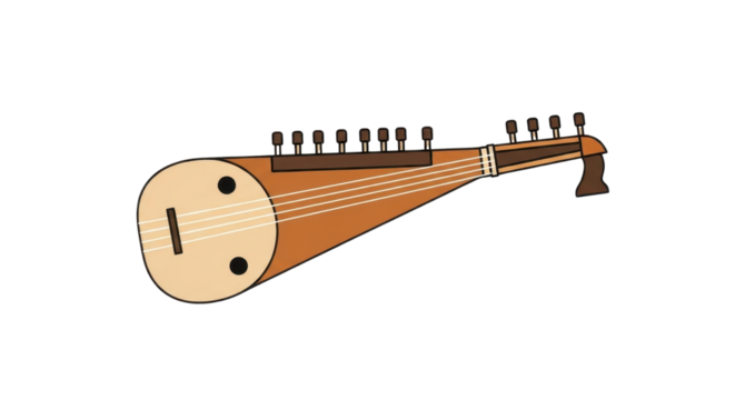 Surbahar string instrument illustration isolated PNG with Transparent Background