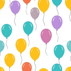Colorful balloon pattern on white background