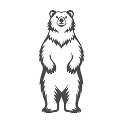 Fototapeta premium Standing Bear Silhouette with White Background Icon Logo